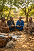 Community meeting in a rural area